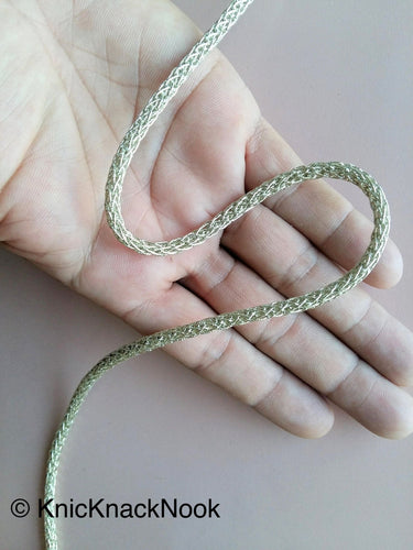 Thread Lace Trim In Gold / Silver / Silver - Gold , Approx. 5mm wide, Braided Gimp Trim